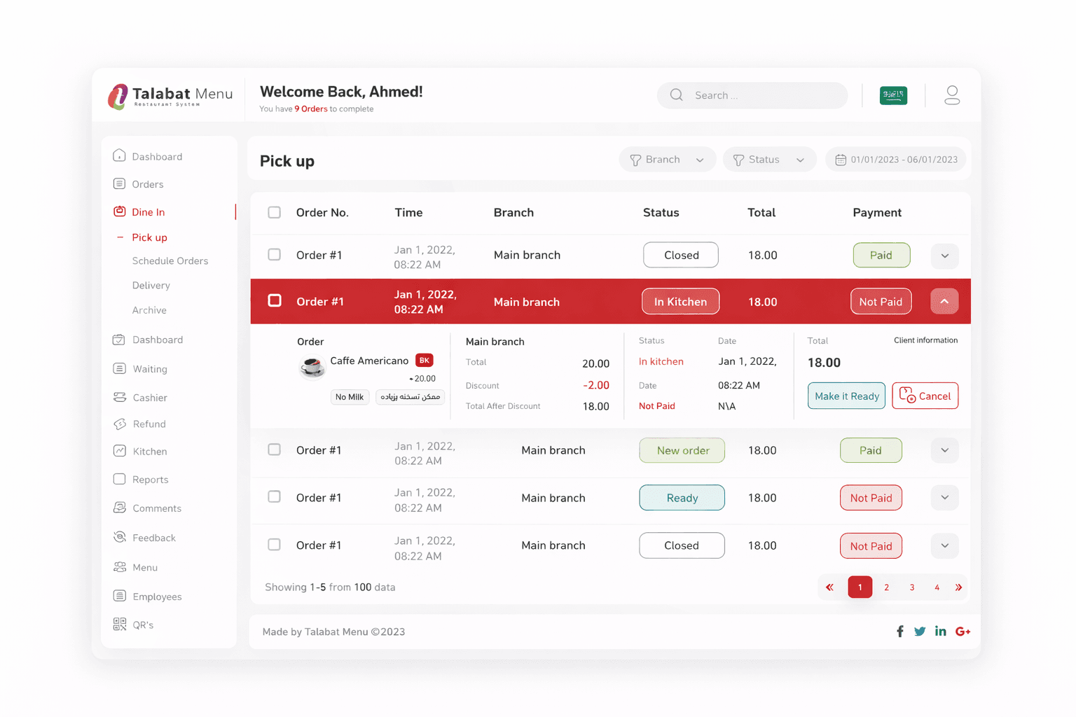 Digital menu and ordering
