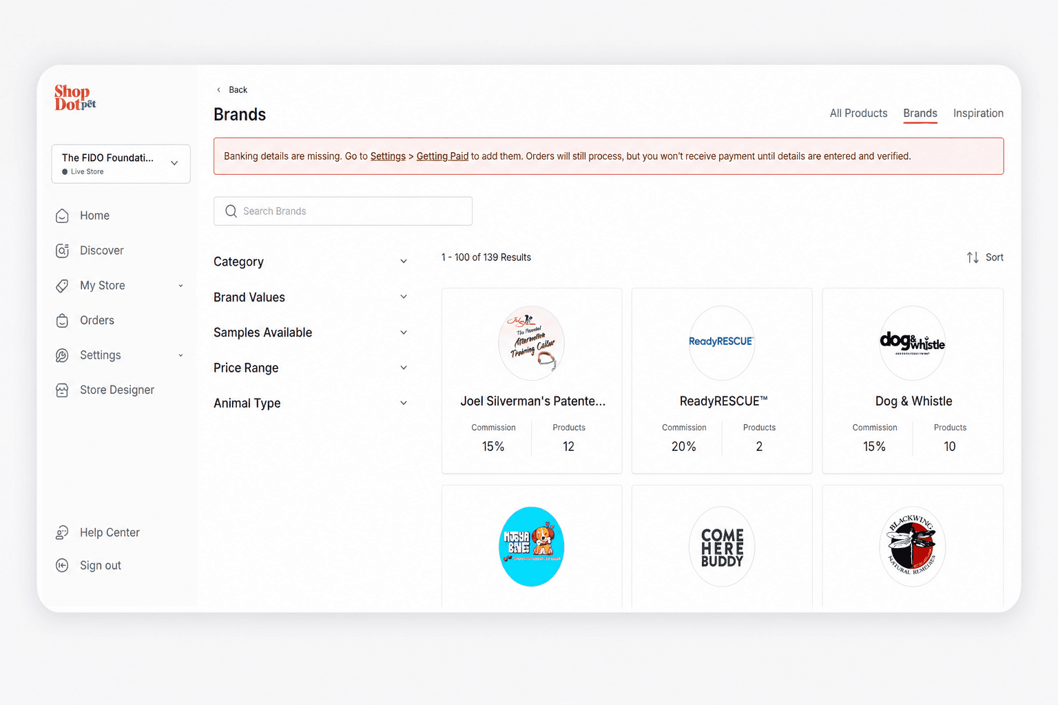 Product catalogue with search